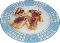 dorsz w boczku grillowany na grillu elektrycznym, filet z dorsza atlantyckiego, boczek, grillowanie na grillu elektrycznym